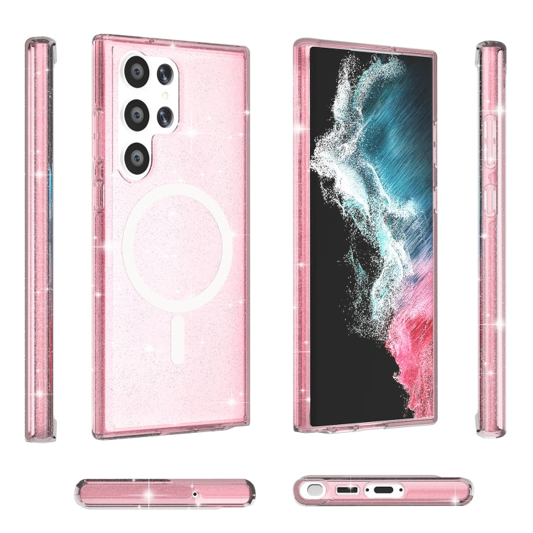 For Samsung Galaxy S24 Ultra 5G Terminator Style Glitter Powder MagSafe Magnetic Phone Case(Pink) - Galaxy S24 Ultra 5G Cases by PMC TechLife | Online Shopping South Africa | PMC TechLife