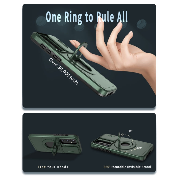 For Samsung Galaxy S23 FE 5G Camshield MagSafe Ring Holder Armor Phone Case(Deep Green) - Galaxy S23 FE 5G Cases by PMC TechLife | Online Shopping South Africa | PMC TechLife