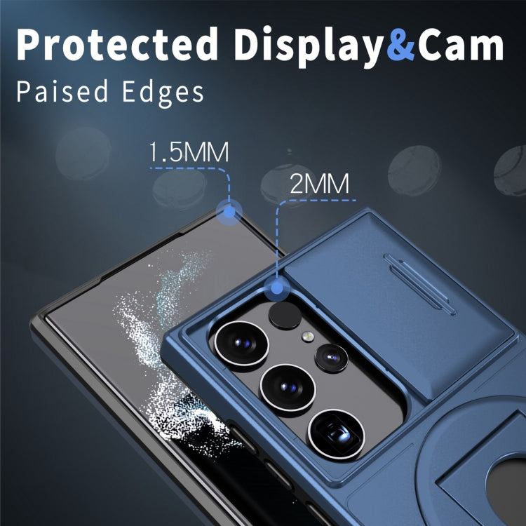 For Samsung Galaxy S23 Ultra 5G Camshield MagSafe Ring Holder Armor Phone Case(Blue) - free shipping - PMC TechLife - Order now!