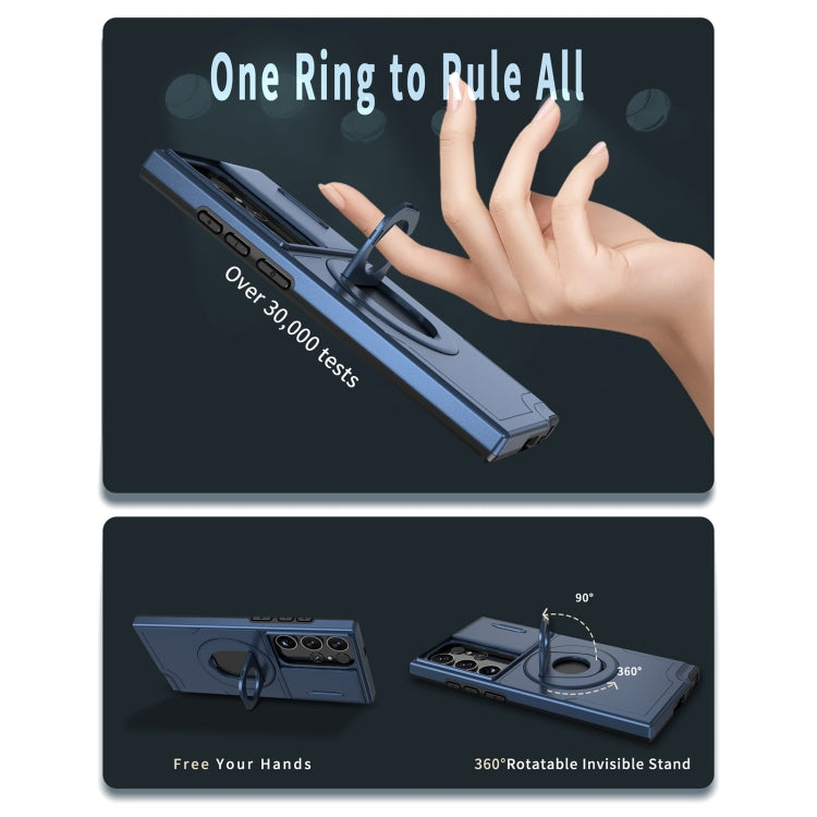 For Samsung Galaxy S23 Ultra 5G Camshield MagSafe Ring Holder Armor Phone Case(Blue) - free shipping - PMC TechLife - Order now!
