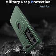 For Samsung Galaxy S23 Ultra 5G Camshield MagSafe Ring Holder Armor Phone Case(Deep Green)