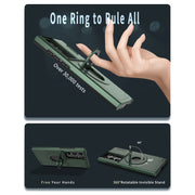 For Samsung Galaxy S23 Ultra 5G Camshield MagSafe Ring Holder Armor Phone Case(Deep Green)
