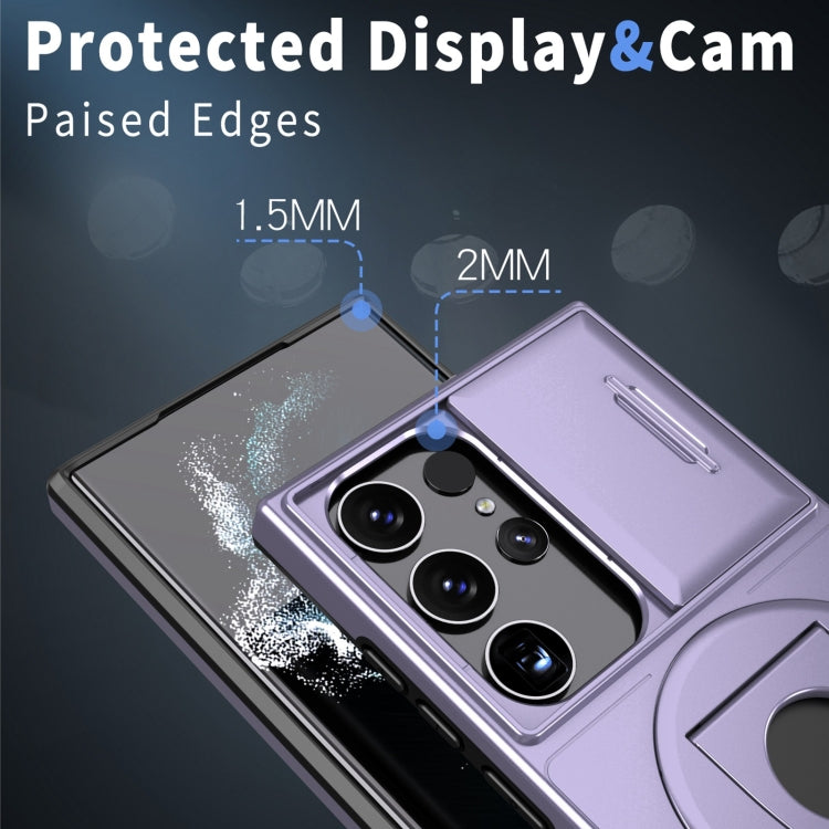 For Samsung Galaxy S23 Ultra 5G Camshield MagSafe Ring Holder Armor Phone Case(Puple) - Galaxy S23 Ultra 5G Cases by PMC TechLife | Online Shopping South Africa | PMC TechLife