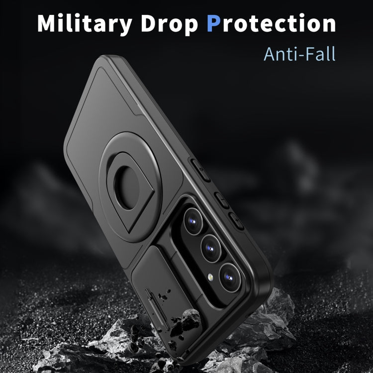 For Samsung Galaxy S23+ 5G Camshield MagSafe Ring Holder Armor Phone Case(Black) - Galaxy S23+ 5G Cases by PMC TechLife | Online Shopping South Africa | PMC TechLife