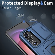 For Samsung Galaxy S23+ 5G Camshield MagSafe Ring Holder Armor Phone Case(Blue)