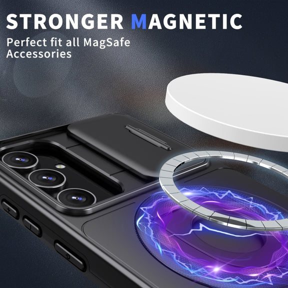 For Samsung Galaxy S23 5G Camshield MagSafe Ring Holder Armor Phone Case(Black)