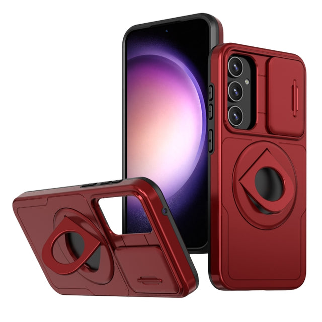 For Samsung Galaxy S23 5G Camshield MagSafe Ring Holder Armor Phone Case(Red)