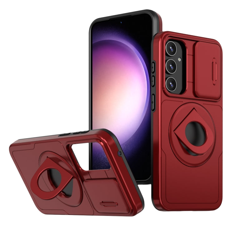 For Samsung Galaxy S22 5G Camshield MagSafe Ring Holder Armor Phone Case(Red) - Galaxy S22 5G Cases by PMC TechLife | Online Shopping South Africa | PMC TechLife