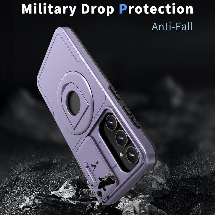 For Samsung Galaxy S22 5G Camshield MagSafe Ring Holder Armor Phone Case(Puple) - Galaxy S22 5G Cases by PMC TechLife | Online Shopping South Africa | PMC TechLife