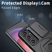For Samsung Galaxy S22+ 5G Camshield MagSafe Ring Holder Armor Phone Case(Black)