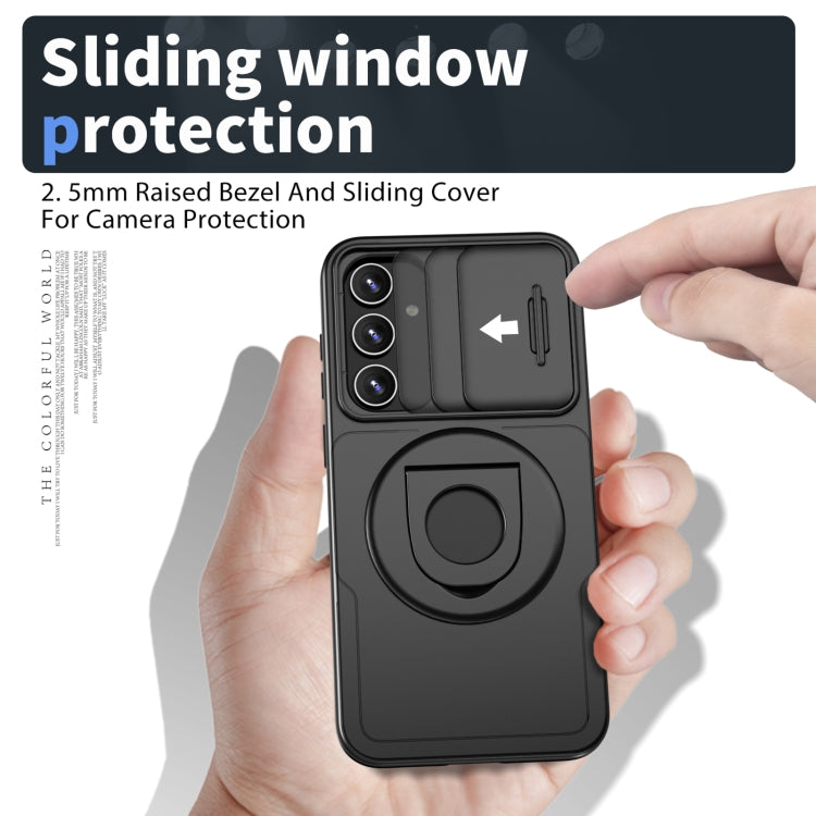 For Samsung Galaxy S22+ 5G Camshield MagSafe Ring Holder Armor Phone Case(Black) - Galaxy S22+ 5G Cases by PMC TechLife | Online Shopping South Africa | PMC TechLife | Buy Now Pay Later Mobicred