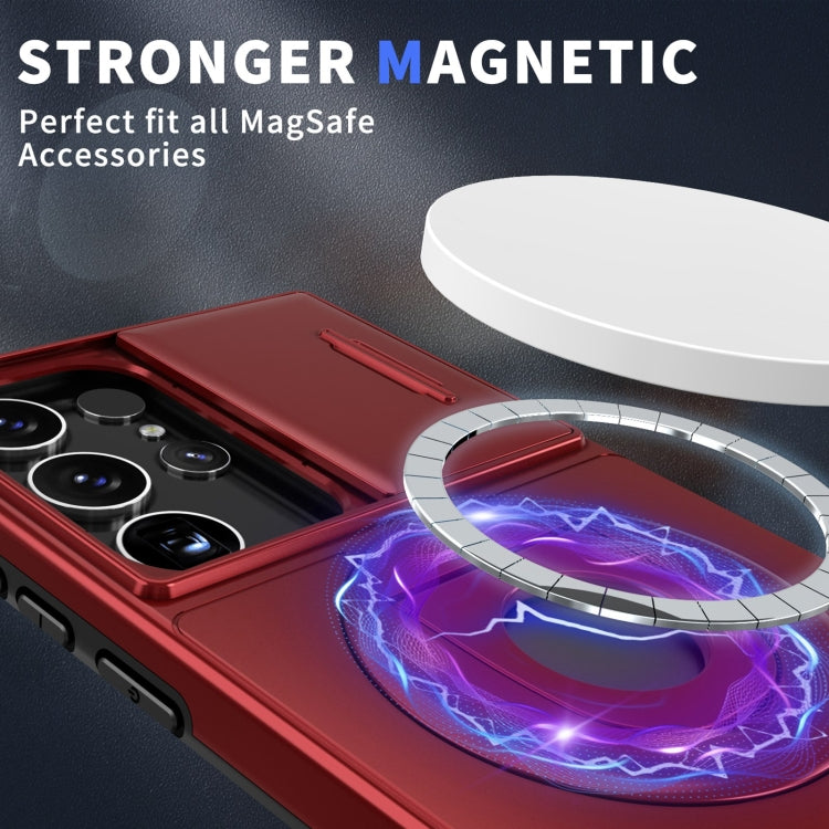 For Samsung Galaxy S22 Ultra 5G Camshield MagSafe Ring Holder Armor Phone Case(Red) - Galaxy S22 Ultra 5G Cases by PMC TechLife | Online Shopping South Africa | PMC TechLife