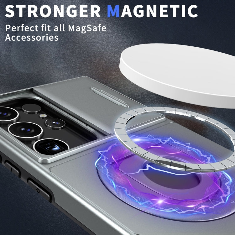 For Samsung Galaxy S22 Ultra 5G Camshield MagSafe Ring Holder Armor Phone Case(Titanium Grey)