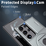 For Samsung Galaxy S22 Ultra 5G Camshield MagSafe Ring Holder Armor Phone Case(Titanium Grey)