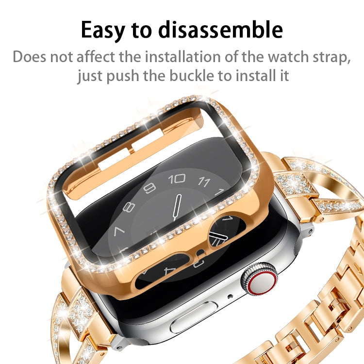 For Apple Watch Series 3 / 2 / 1 38mm Plating Row Diamond PC Watch Case with Film(Rose Gold) - free shipping - PMC TechLife - Order now!