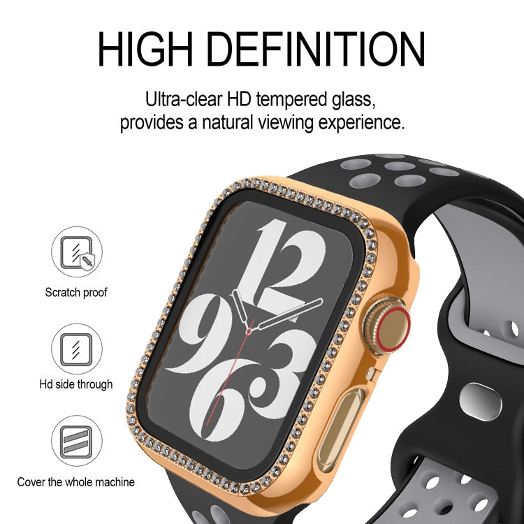 For Apple Watch Series 6 / 5 / 4 / SE 40mm Plating Row Diamond PC Watch Case with Film(Black) - free shipping - PMC TechLife - Order now!
