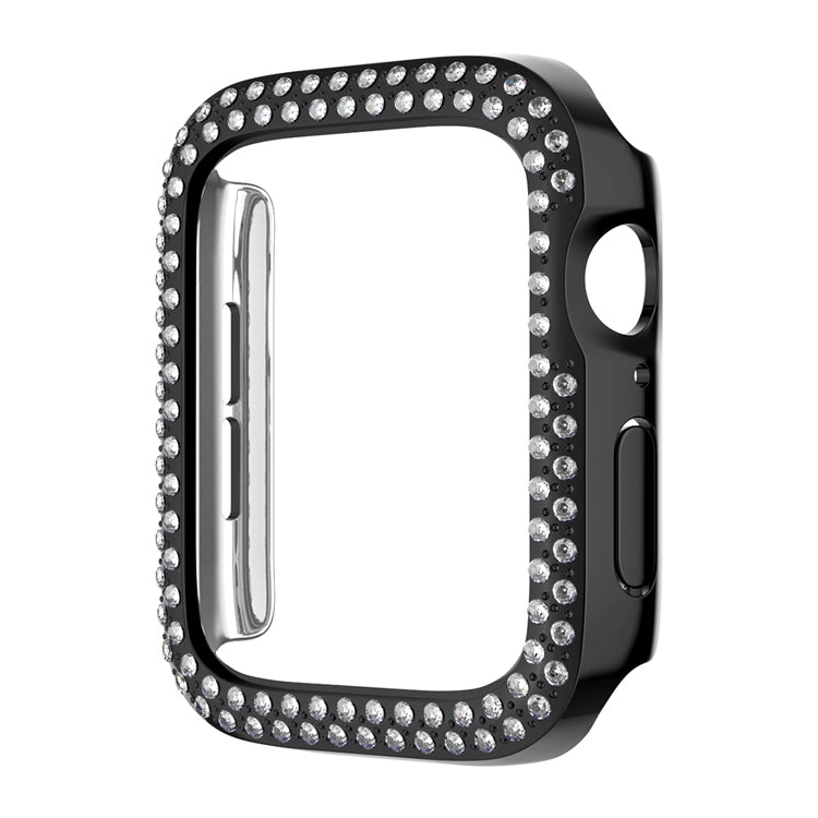 For Apple Watch Series 6 / 5 / 4 / SE 40mm Plating Dual-Row Diamond Hollow PC Watch Case(Black) - free shipping - PMC TechLife - Order now!