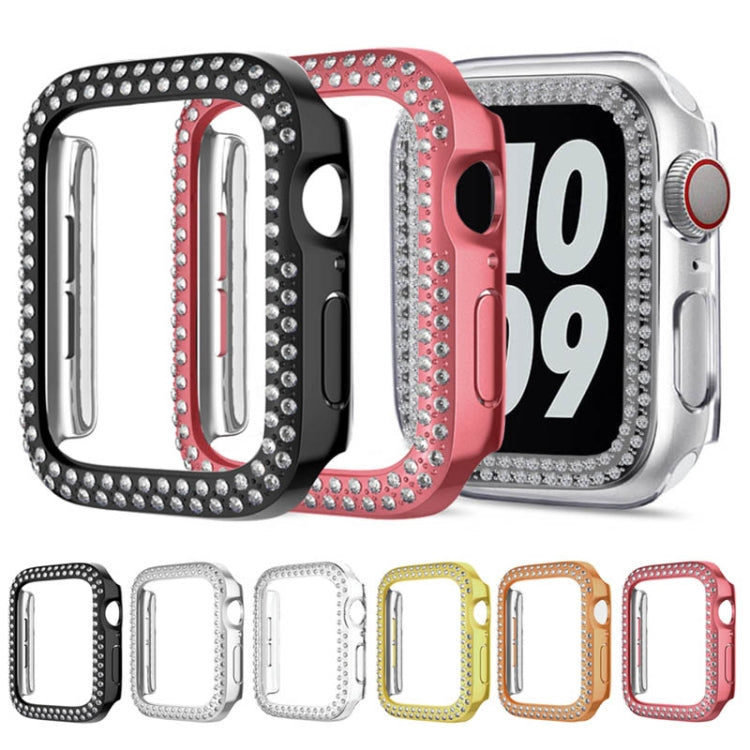 For Apple Watch Series 9 / 8 / 7 45mm Plating Dual-Row Diamond Hollow PC Watch Case(Gold) - free shipping - PMC TechLife - Order now!