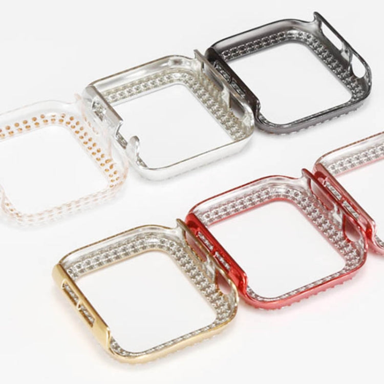 For Apple Watch Series 9 / 8 / 7 45mm Plating Dual-Row Diamond Hollow PC Watch Case(Gold) - free shipping - PMC TechLife - Order now!