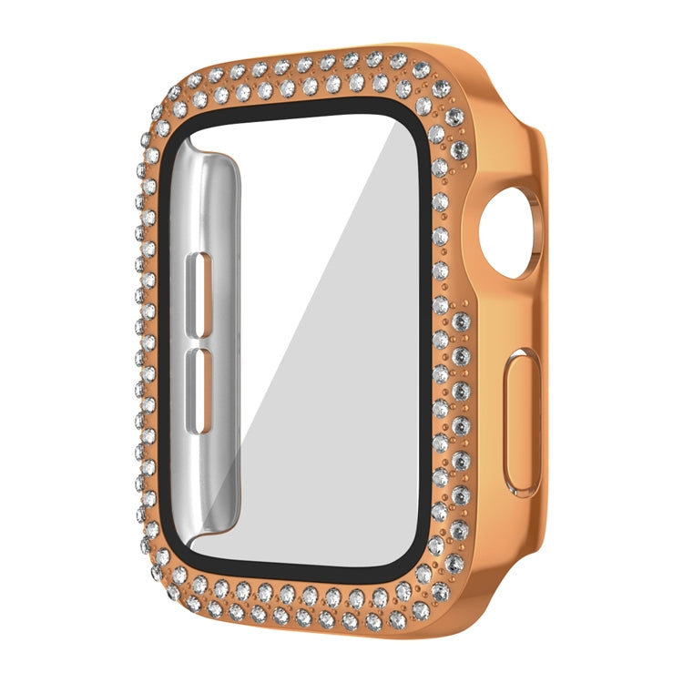 For Apple Watch Series 9 / 8 / 7 41mm Plating Dual-Row Diamond PC Watch Case with Film(Rose Gold) - free shipping - PMC TechLife - Order now!