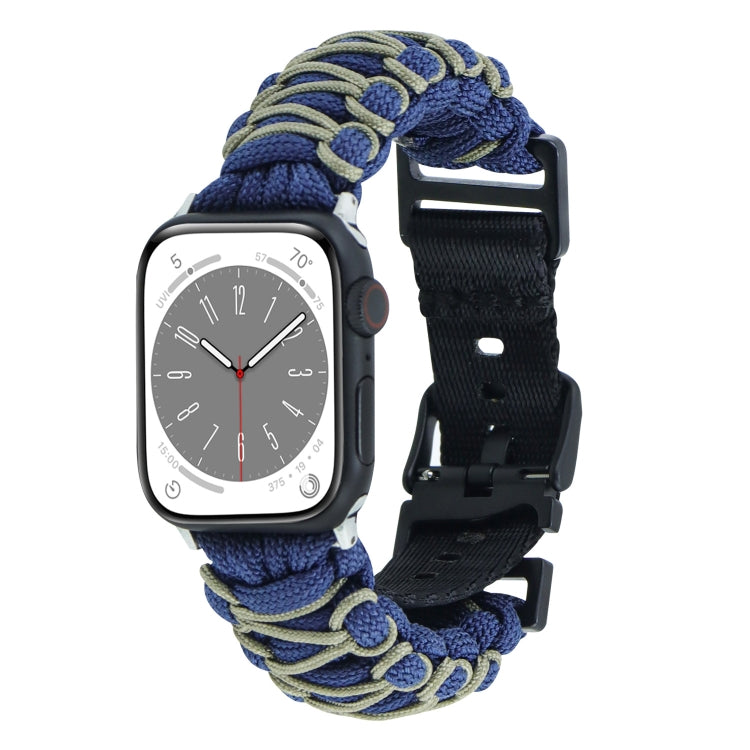 For Apple Watch Series 3 38mm Dual-layer Braided Paracord Buckle Watch Band(Navy Army Green) - free shipping - PMC TechLife - Order now!