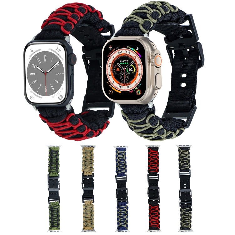 For Apple Watch SE 44mm Dual-layer Braided Paracord Buckle Watch Band(Navy Army Green) - free shipping - PMC TechLife - Order now!