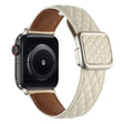 For Apple Watch Series 2 38mm Rhombus Pattern Magnetic Square Buckle Leather Watch Band(Creamy White) - free shipping - PMC TechLife - Order now!