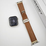 For Apple Watch Series 3 38mm Rhombus Pattern Magnetic Square Buckle Leather Watch Band(Red)
