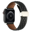 For Apple Watch Series 8 41mm Rhombus Pattern Magnetic Folding Buckle Leather Watch Band(Black) - free shipping - PMC TechLife - Order now!