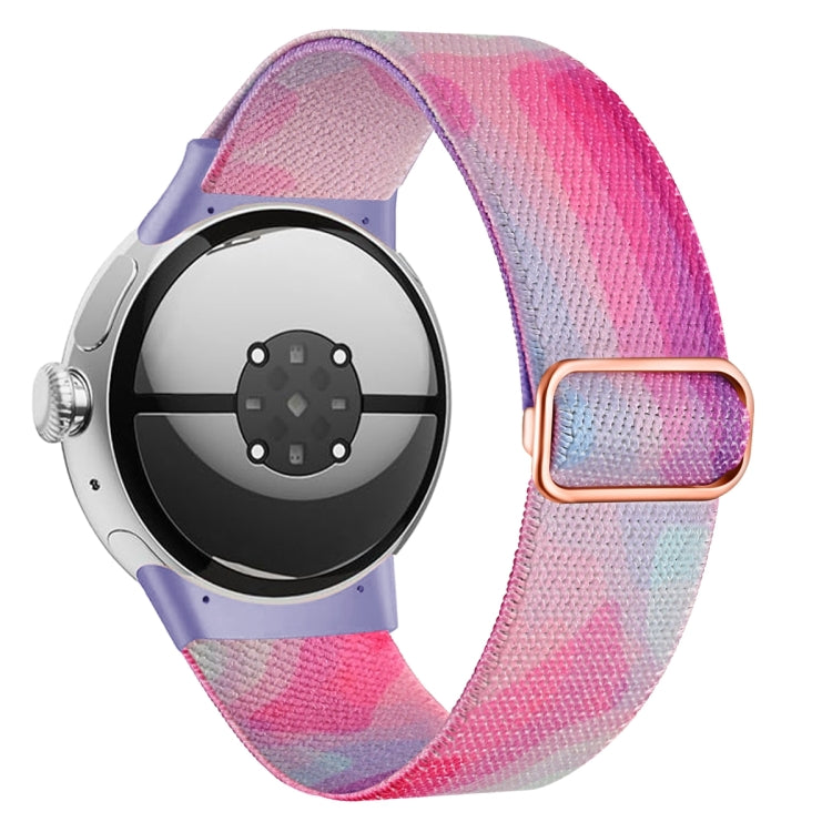 For Google Pixel Watch 2 / Pixel Watch Painted Colorful Nylon Watch Band(Purple Blue)