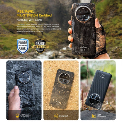 Ulefone Armor 23 Ultra Rugged Phone, 12GB+512GB, 6.78 inch Android 13 MediaTek Dimensity 8020 Octa Core up to 2.6GHz, Network: 5G, NFC, OTG, Satellite Messaging(Elite Black) - free shipping - PMC Jewellery - Order now!