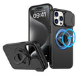 For iPhone 15 Pro Max Camshield MagSafe Ring Holder Armor Phone Case(Black) - iPhone 15 Pro Max Cases by PMC TechLife | Online Shopping South Africa | PMC TechLife | Buy Now Pay Later Mobicred