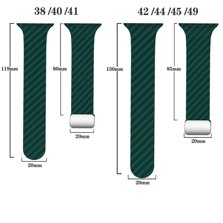 For Apple Watch Series 9 41mm Carbon Fiber Magnetic Silver Buckle Watch Band(Deep Green Orange) - free shipping - PMC TechLife - Order now!