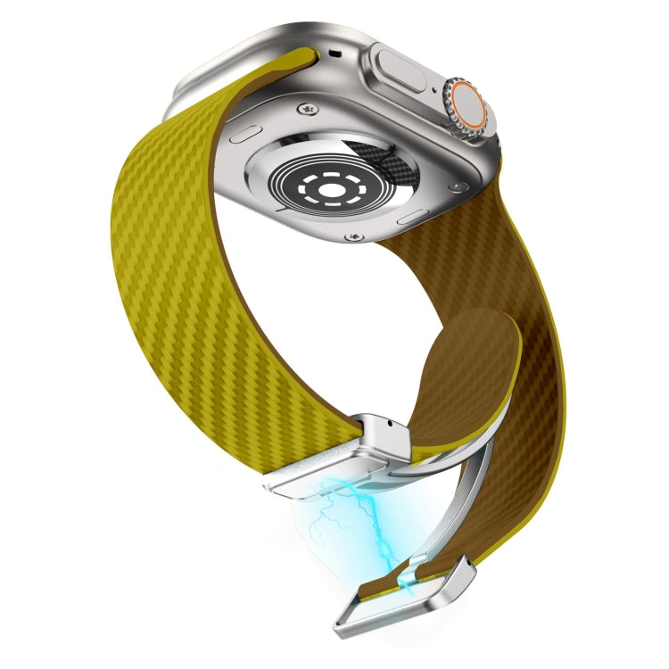 For Apple Watch SE 2022 40mm Carbon Fiber Magnetic Silver Buckle Watch Band(Olive Brown) - free shipping - PMC TechLife - Order now!