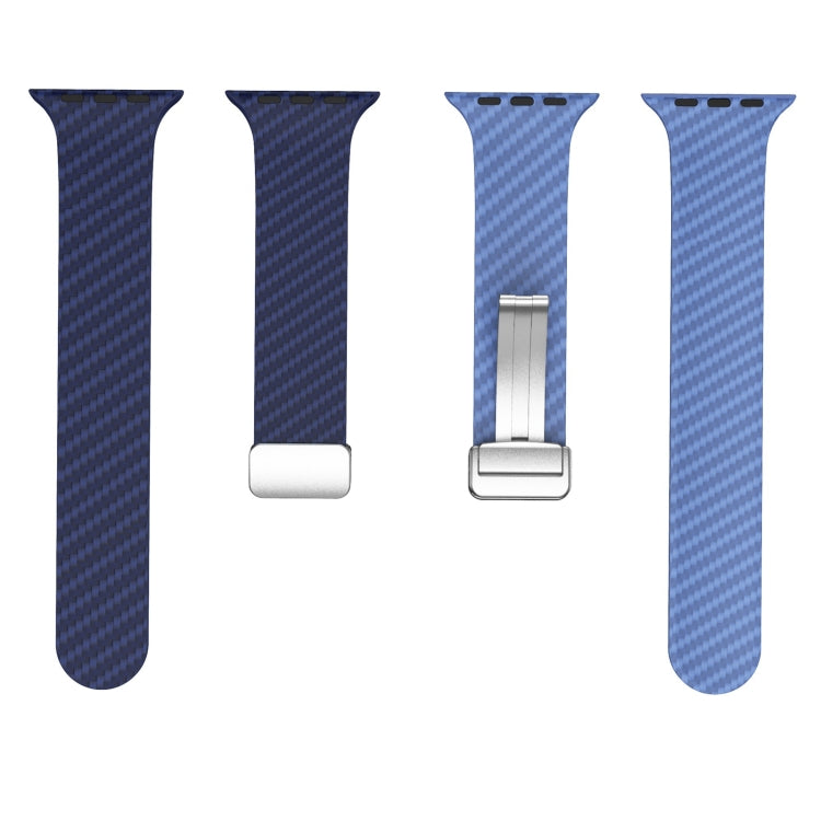 For Apple Watch Series 6 40mm Carbon Fiber Magnetic Silver Buckle Watch Band(Royal Blue Light Blue) - free shipping - PMC TechLife - Order now!