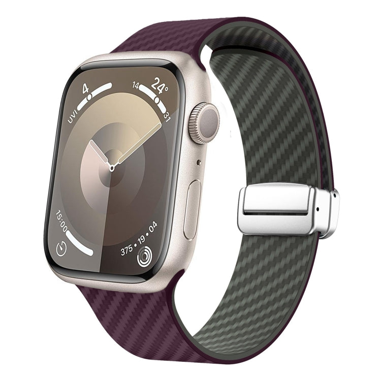 For Apple Watch Series 3 38mm Carbon Fiber Magnetic Silver Buckle Watch Band(Purple Green) - free shipping - PMC TechLife - Order now!