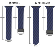 For Apple Watch SE 2023 44mm Carbon Fiber Magnetic Black Buckle Watch Band(Royal Blue Light Blue)