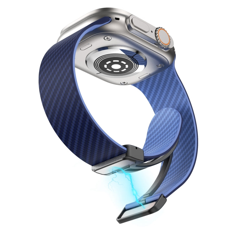 For Apple Watch Series 9 45mm Carbon Fiber Magnetic Black Buckle Watch Band(Royal Blue Light Blue) - free shipping - PMC TechLife - Order now!