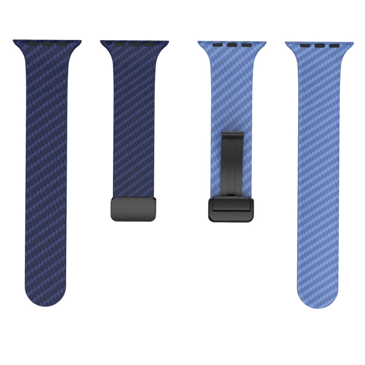 For Apple Watch Series 9 45mm Carbon Fiber Magnetic Black Buckle Watch Band(Royal Blue Light Blue) - free shipping - PMC TechLife - Order now!