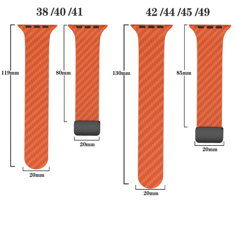 For Apple Watch Series 8 45mm Carbon Fiber Magnetic Black Buckle Watch Band(Orange Grass) - free shipping - PMC TechLife - Order now!