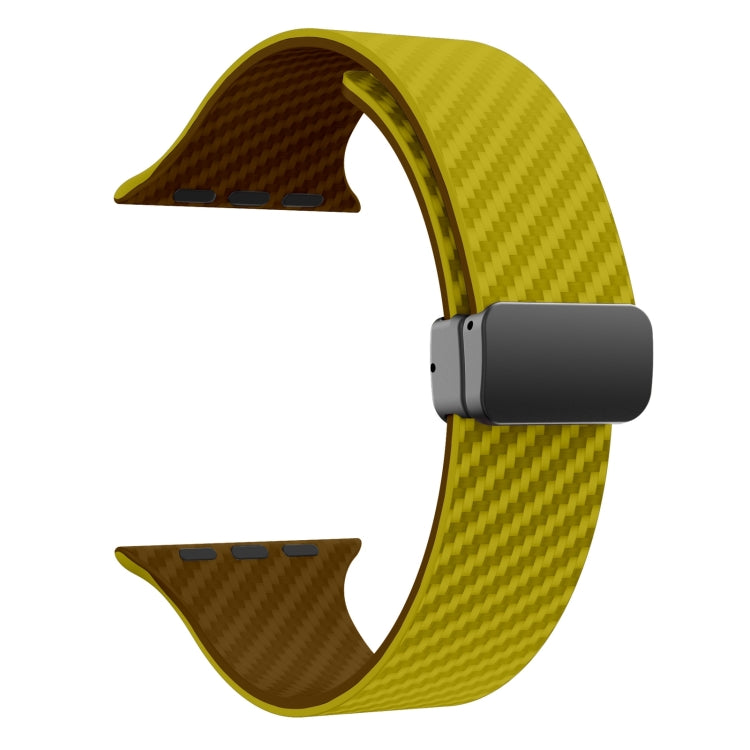For Apple Watch SE 2022 40mm Carbon Fiber Magnetic Black Buckle Watch Band(Olive Brown)