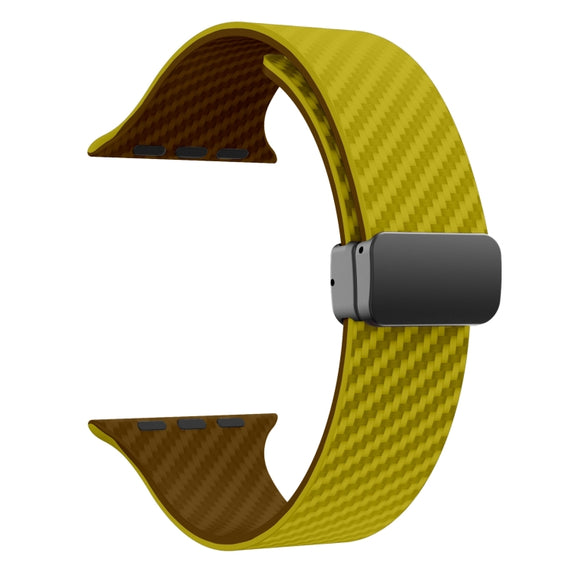For Apple Watch SE 2022 40mm Carbon Fiber Magnetic Black Buckle Watch Band(Olive Brown)