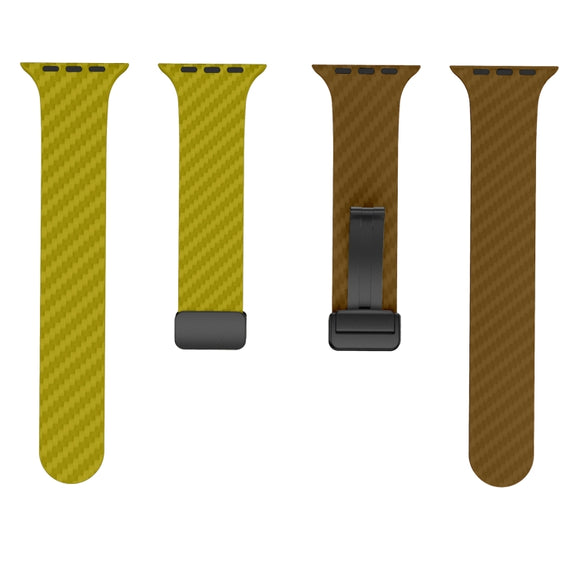 For Apple Watch SE 2022 40mm Carbon Fiber Magnetic Black Buckle Watch Band(Olive Brown)