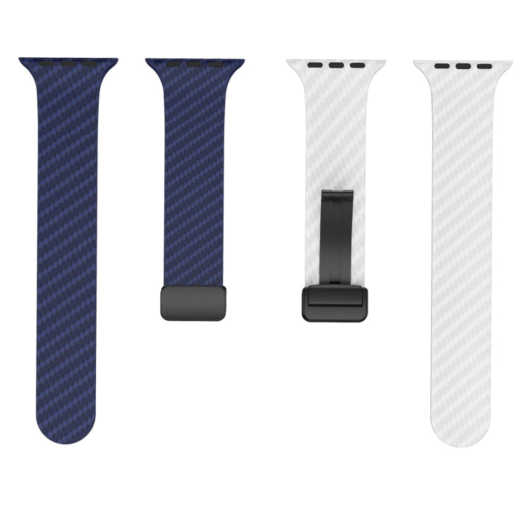 For Apple Watch SE 44mm Carbon Fiber Magnetic Black Buckle Watch Band(Royal Blue White) - free shipping - PMC TechLife - Order now!