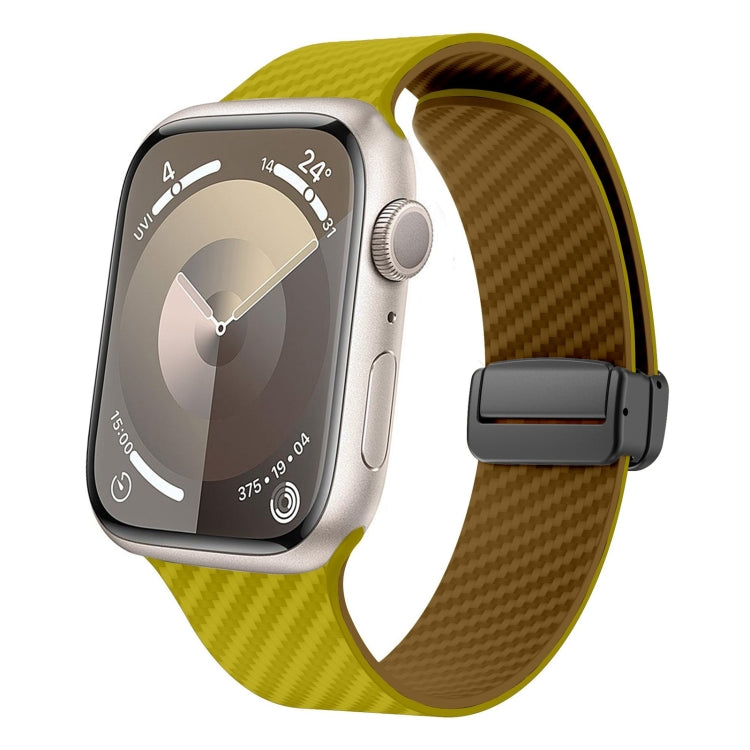 For Apple Watch Series 5 44mm Carbon Fiber Magnetic Black Buckle Watch Band(Olive Brown) - free shipping - PMC TechLife - Order now!