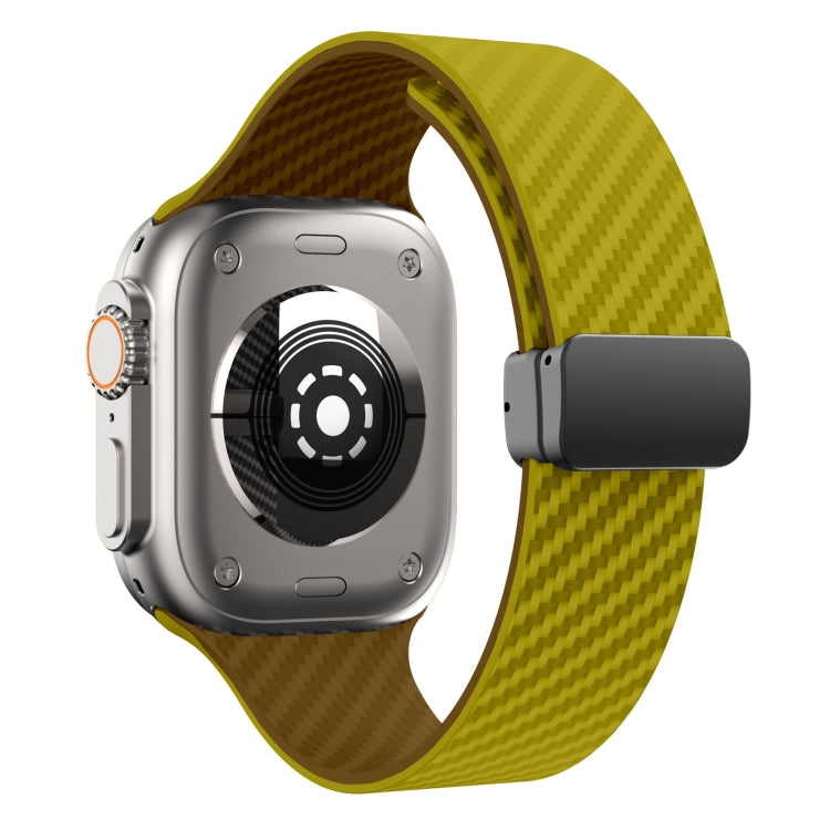 For Apple Watch Series 5 44mm Carbon Fiber Magnetic Black Buckle Watch Band(Olive Brown) - free shipping - PMC TechLife - Order now!