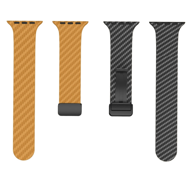 For Apple Watch Series 5 44mm Carbon Fiber Magnetic Black Buckle Watch Band(Light Brown Black) - free shipping - PMC TechLife - Order now!