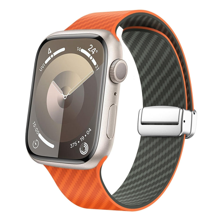 For Apple Watch Series 5 40mm Carbon Fiber Magnetic Black Buckle Watch Band(Orange Grass) - free shipping - PMC TechLife - Order now!