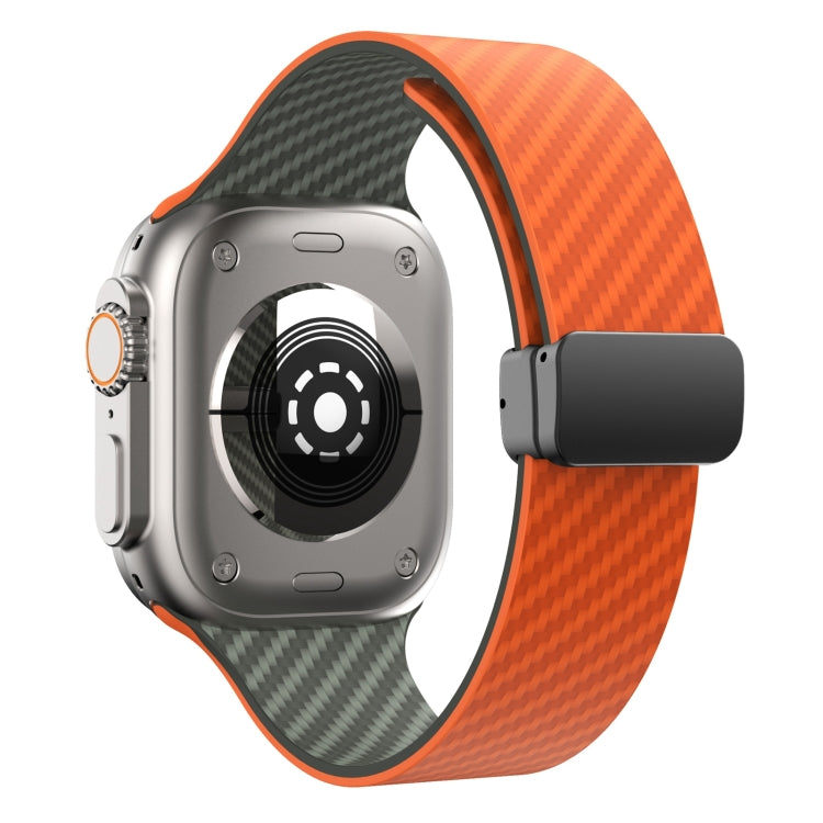 For Apple Watch Series 5 40mm Carbon Fiber Magnetic Black Buckle Watch Band(Orange Grass) - free shipping - PMC TechLife - Order now!