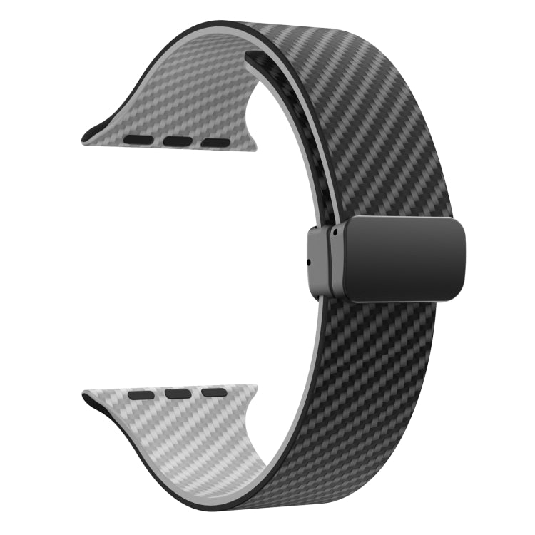 For Apple Watch Series 3 38mm Carbon Fiber Magnetic Black Buckle Watch Band(Black Grey) - free shipping - PMC TechLife - Order now!